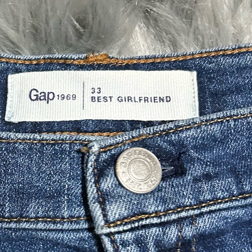 Gap Dark Wash Blue Denim Jeans Best Girlfriend Star Studded Size 33 - Picture 5 of 6